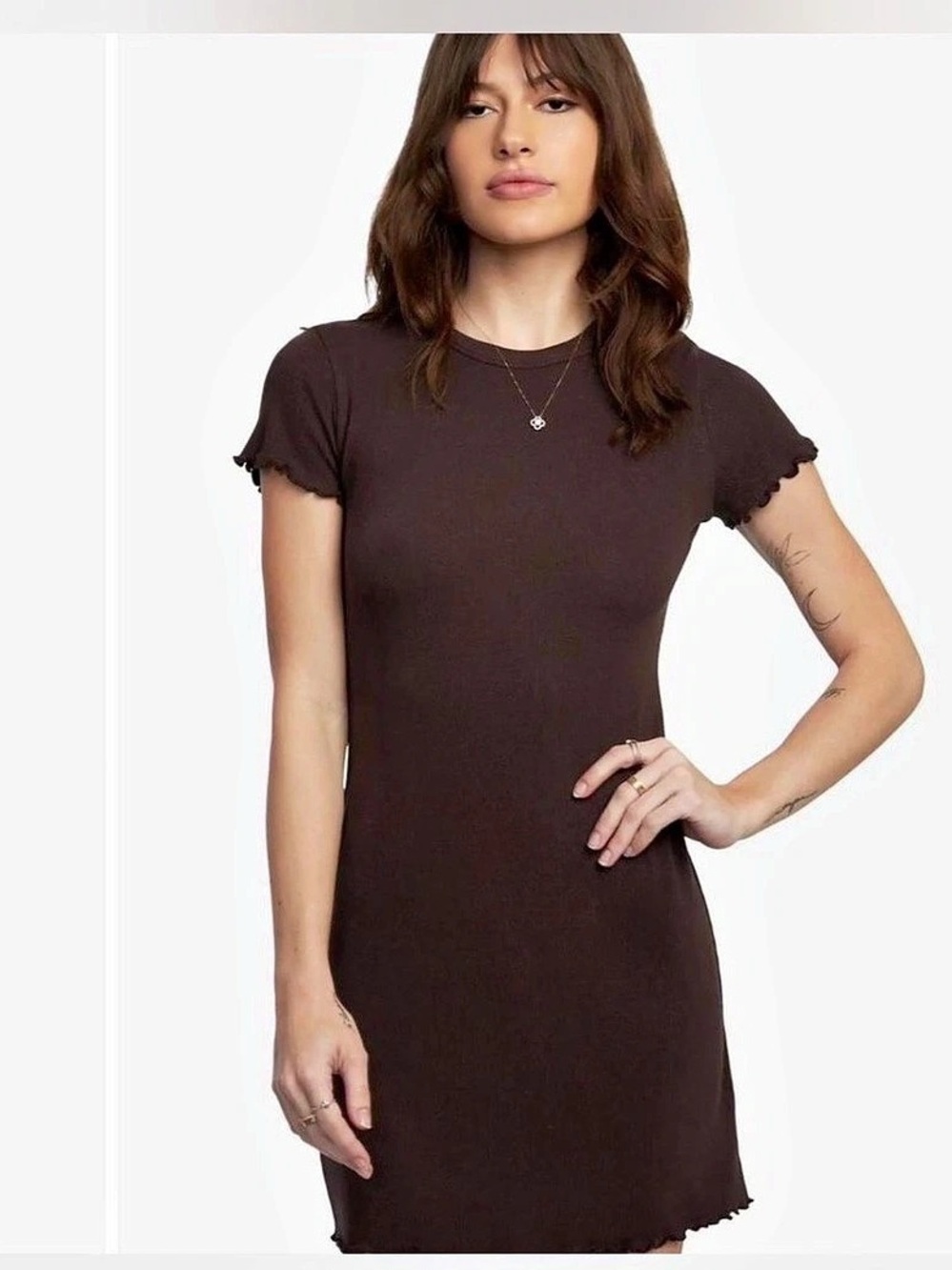 RVCA Ribbed Mini Dress in Brown Size Small Like New